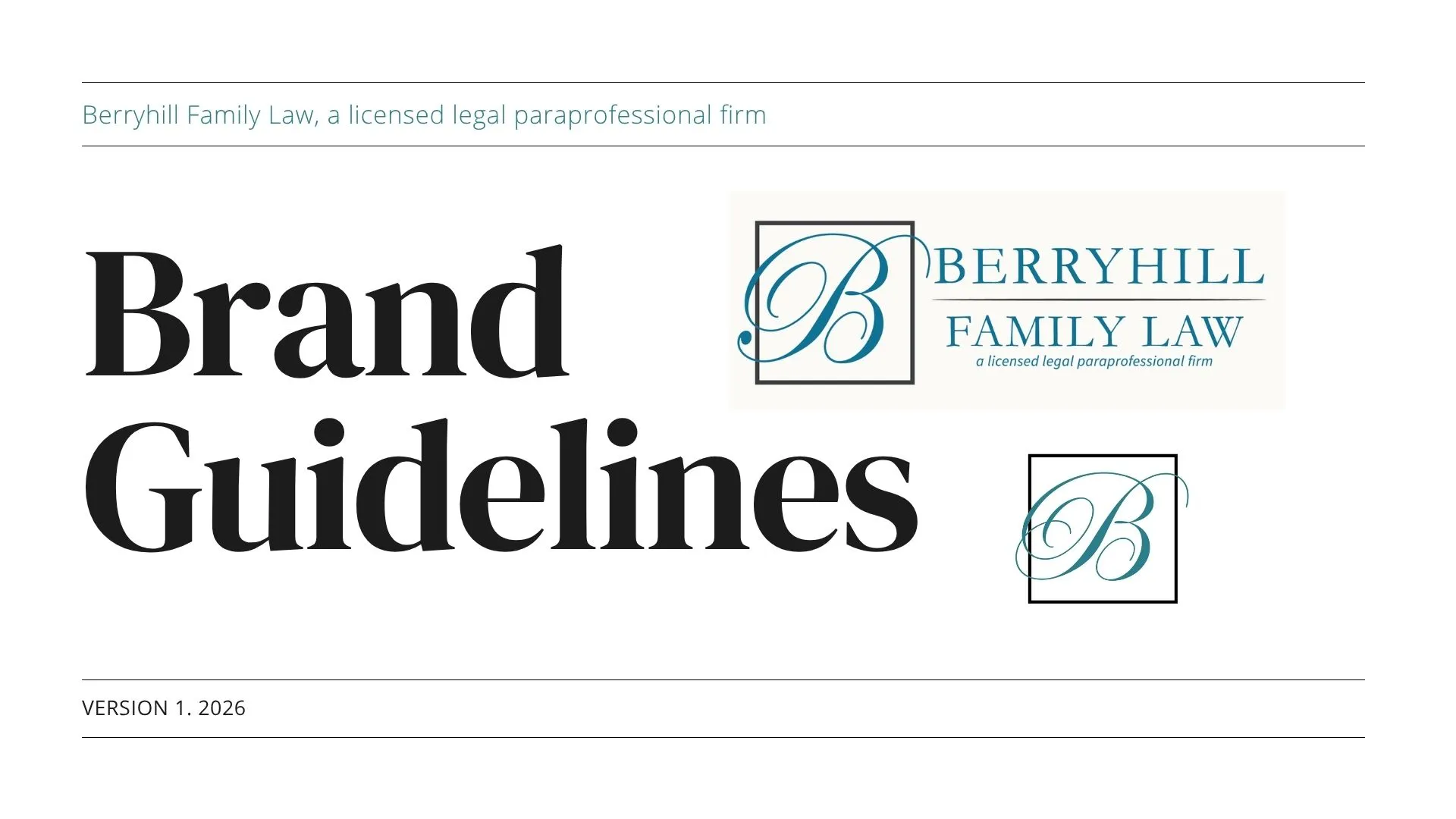 Berryhill Family Law brand guidelines and logo suite developed by Fisher Marketing Services